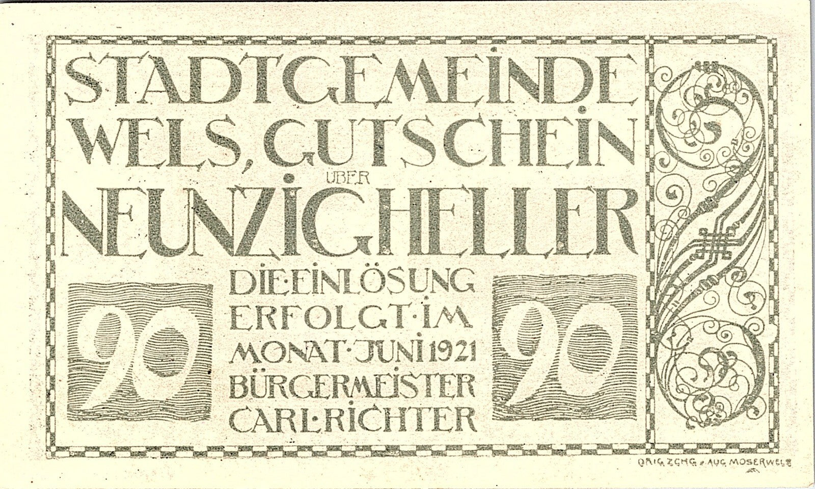 90 Heller 1920 Excellent Condition Old BANKNOTE Austria 🇦🇹