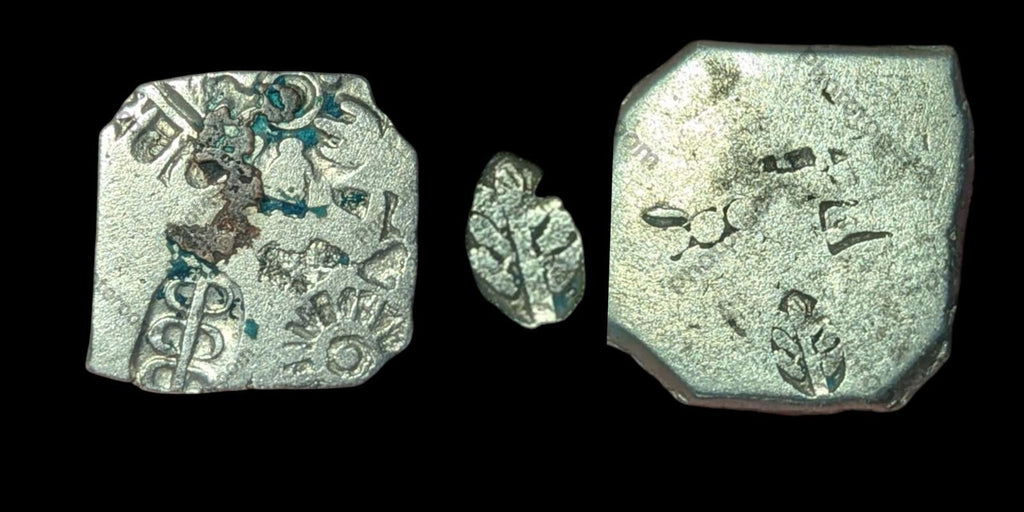 India Bengal INDUS Valley Mayuriyan Punch silver Coin 300 BC PLANT Symbol ☘️