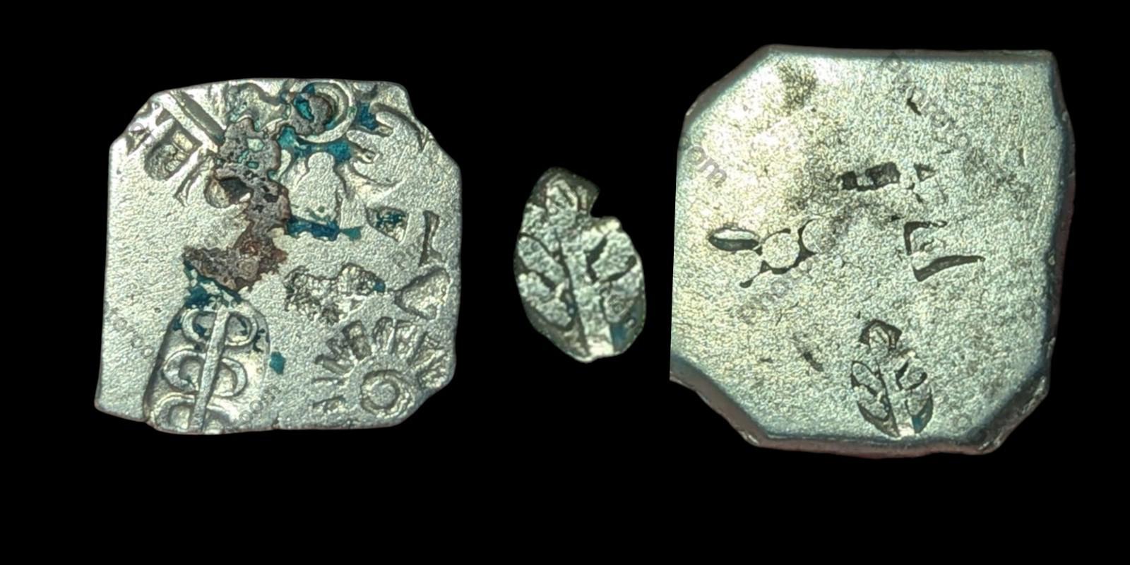 India Bengal INDUS Valley Mayuriyan Punch silver Coin 300 BC PLANT Symbol ☘️