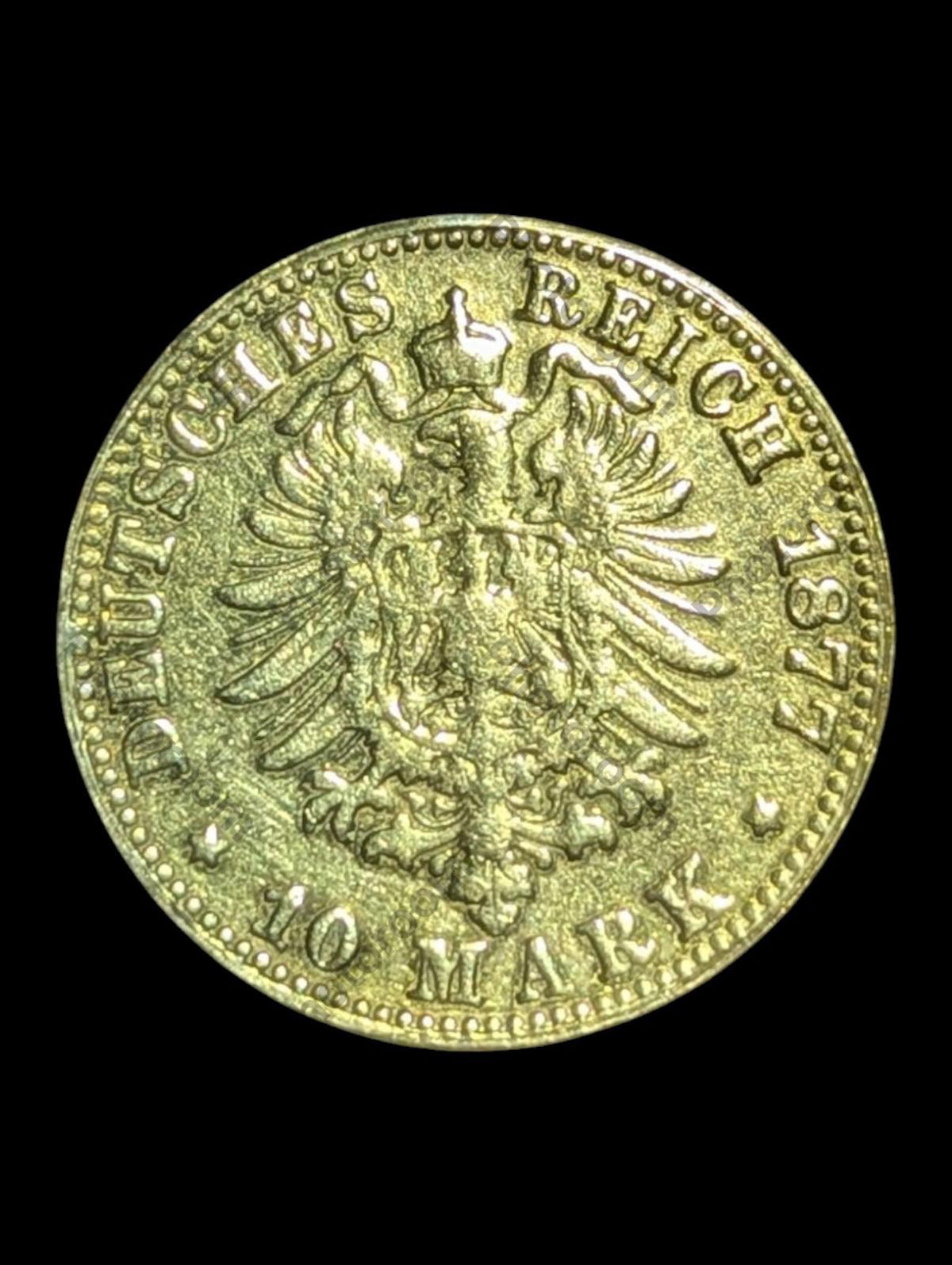 Allemagne - États allemands, Royaume de Saxe, lignée albertine, 10 marks en or, 1877