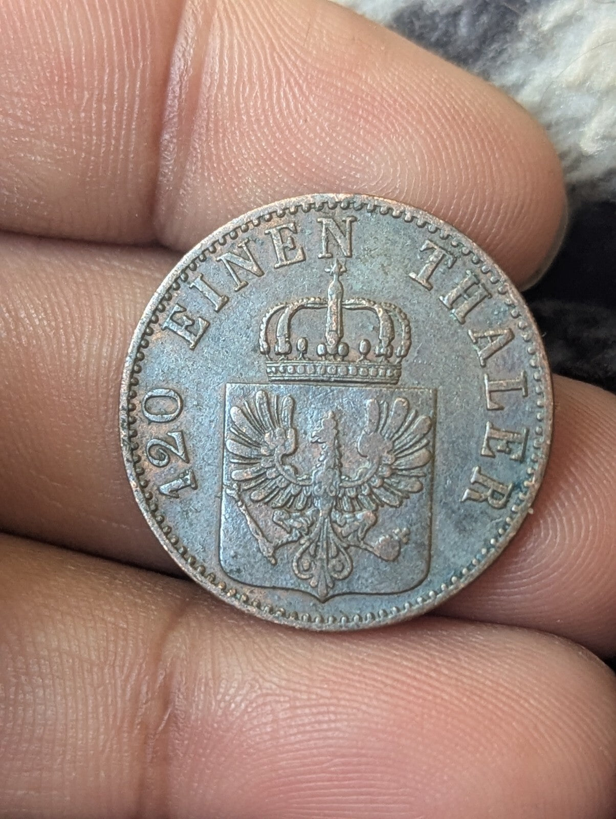 1861-A Prussia 3 Pfennig Germany Copper Coin Wilhelm I Berlin Mint First Year Is
