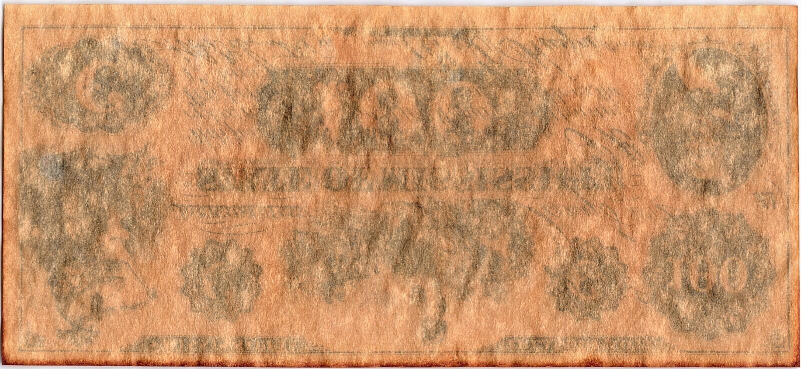STATE OF  MISSISSIPPI $100  DOLLAR NOTE 1862 REPRODUCTION VF B1515 F