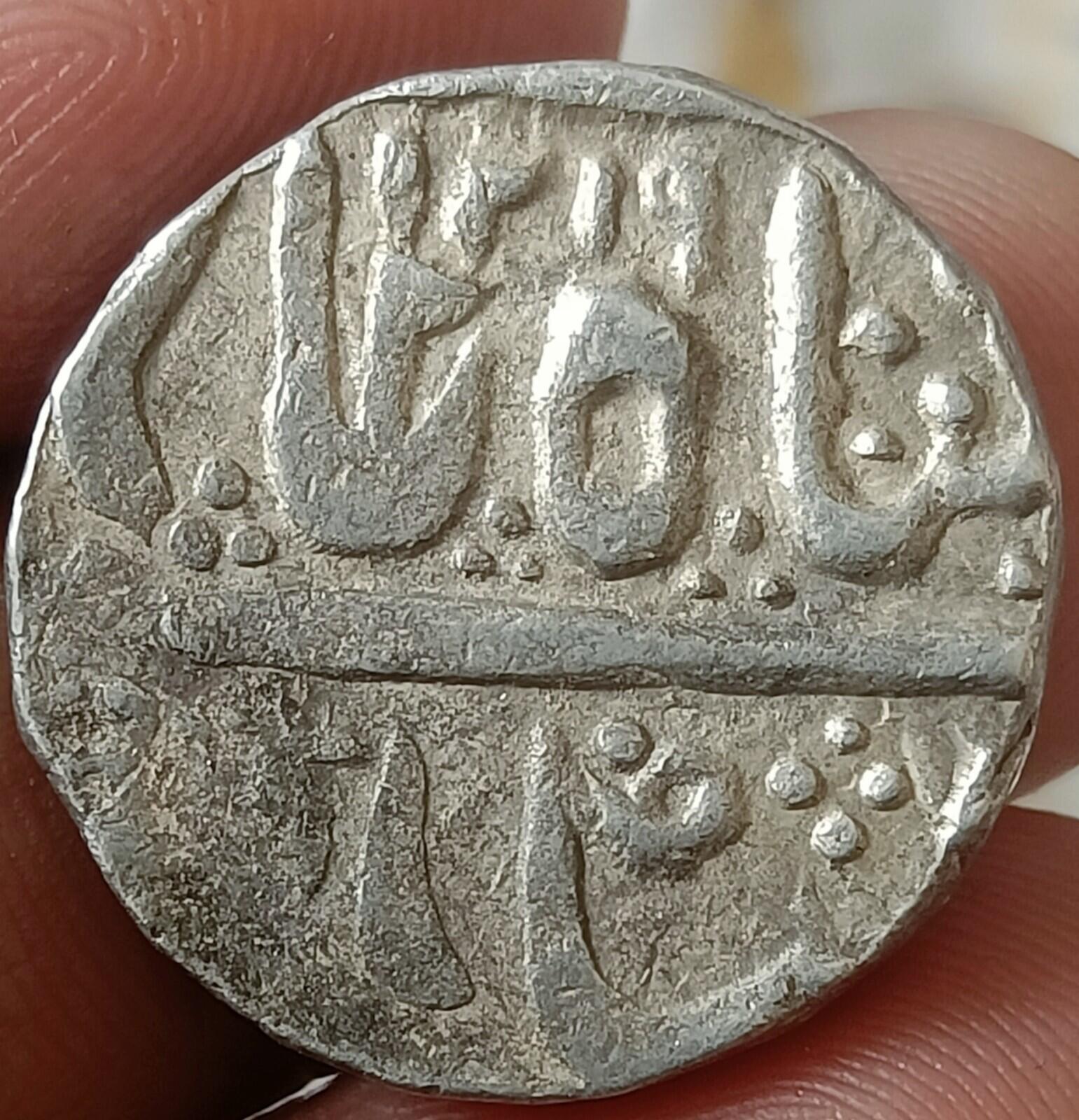 #QQ6 #ndia État Princier INDORE ROUPIE Argent Symbole Soleil 1860 ap. J.-C.
