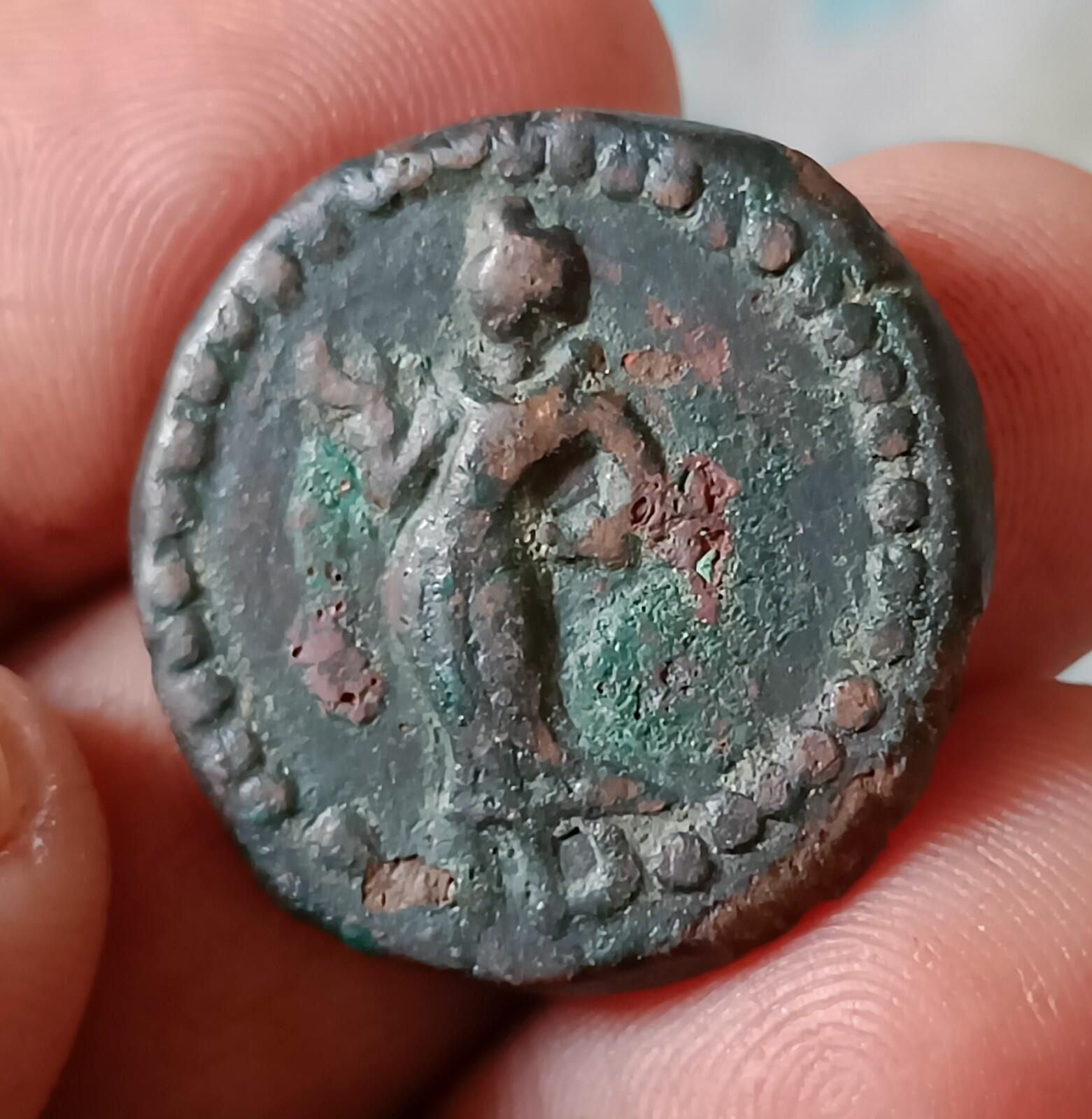 #X7# Punjab tribals Yodheya dynasty 400AD Bronge Ancient coin india very rare