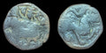 Rare, high grade, Shahi of Ohind, Vakka Deva, bronze jital, c. 870-1000 AD.