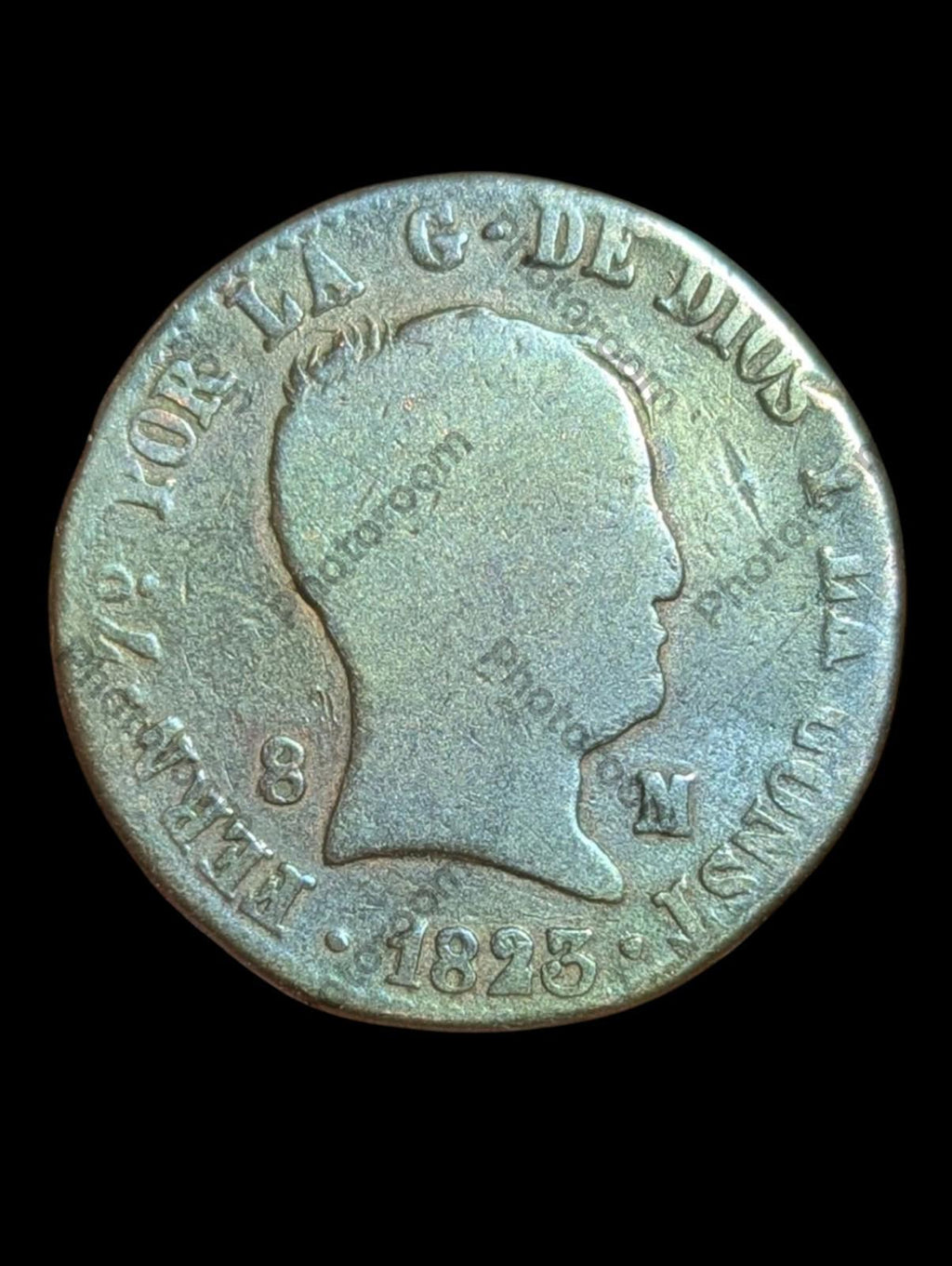 Fernando VII - 8 Maravedis 1823 (Without Plt Of Value) Jubia Rare Key Date