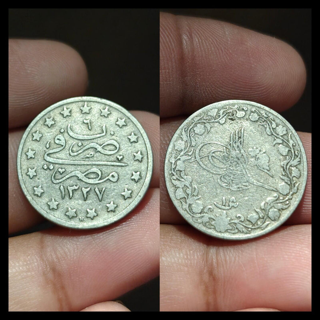 1910H 1327/4 Égypte Piastre KM-306 Mehmed V faible tirage