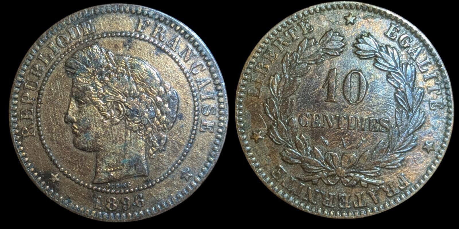 1896 A France 10 Centimes Coin, km815.1,Rare Coin 🇫🇷 Luster