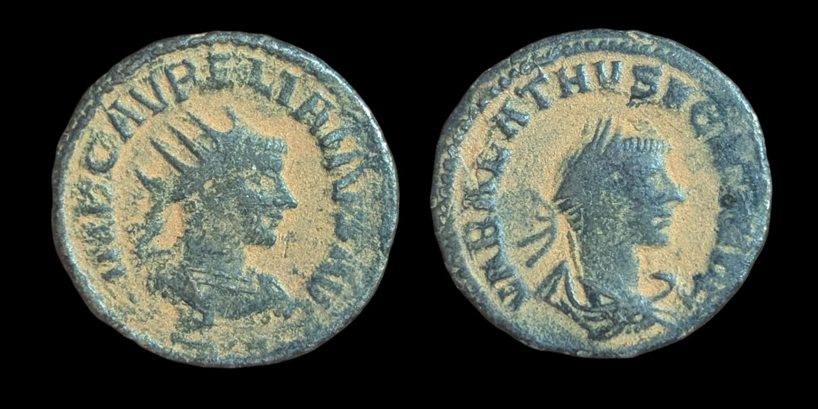 Monnaie romaine antique Antoninien 271-272, Vabalathus et Aurélien 3,2 grammes