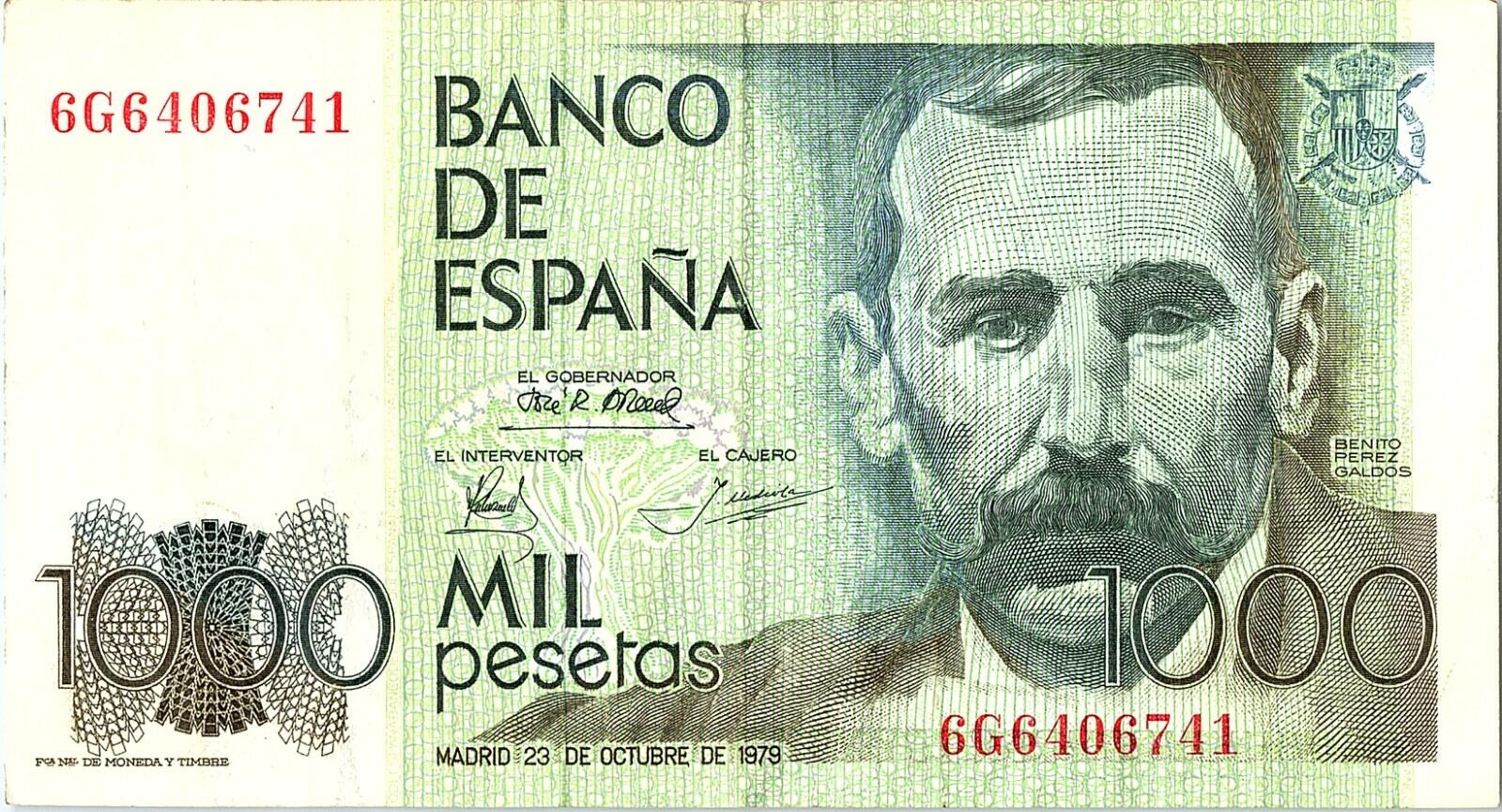 Spain Prefix V UNC Banknote 1000 Pesetas 1979 G Series