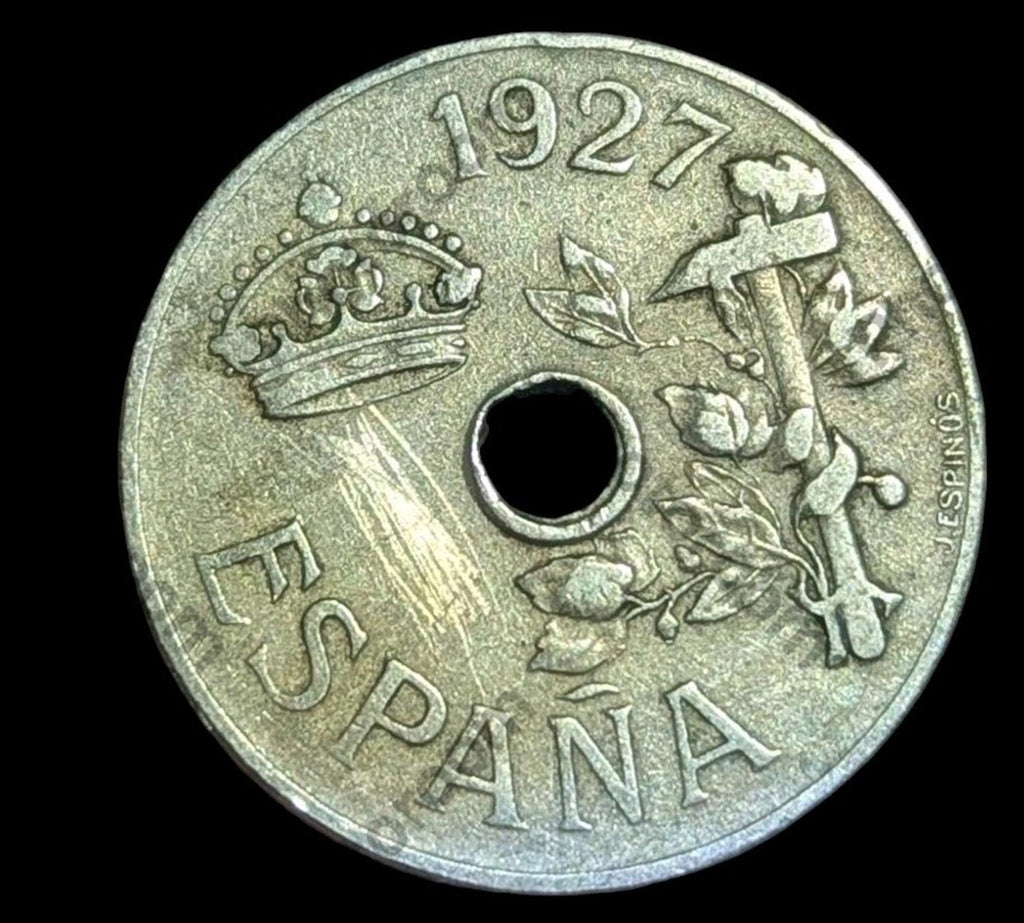 Pièce de monnaie espagnole de 25 centimes, Espagne, millésime 1927