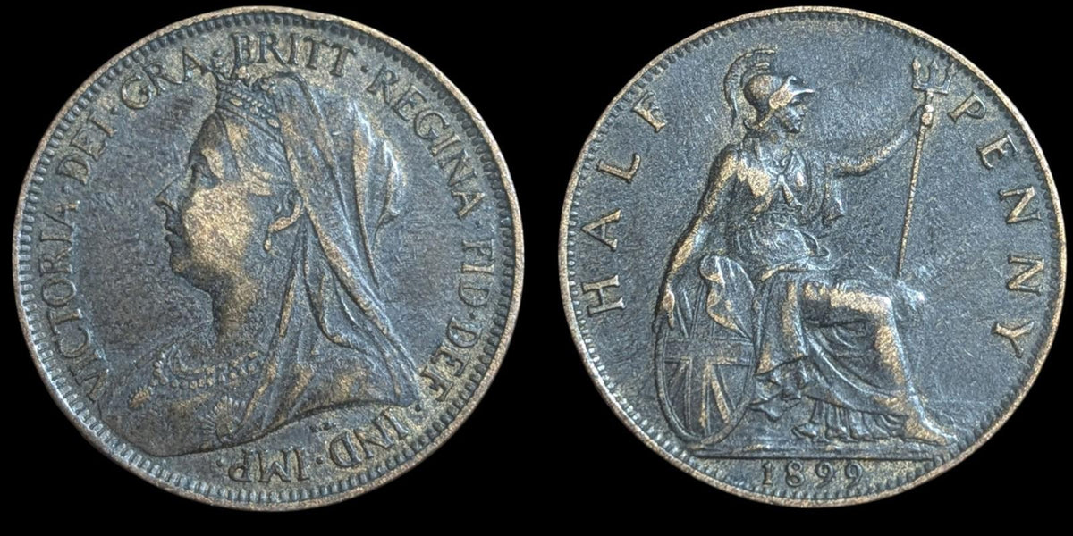 1899 Grande-Bretagne Victoria Halfpenny Belle Originale Magnifique Qualité