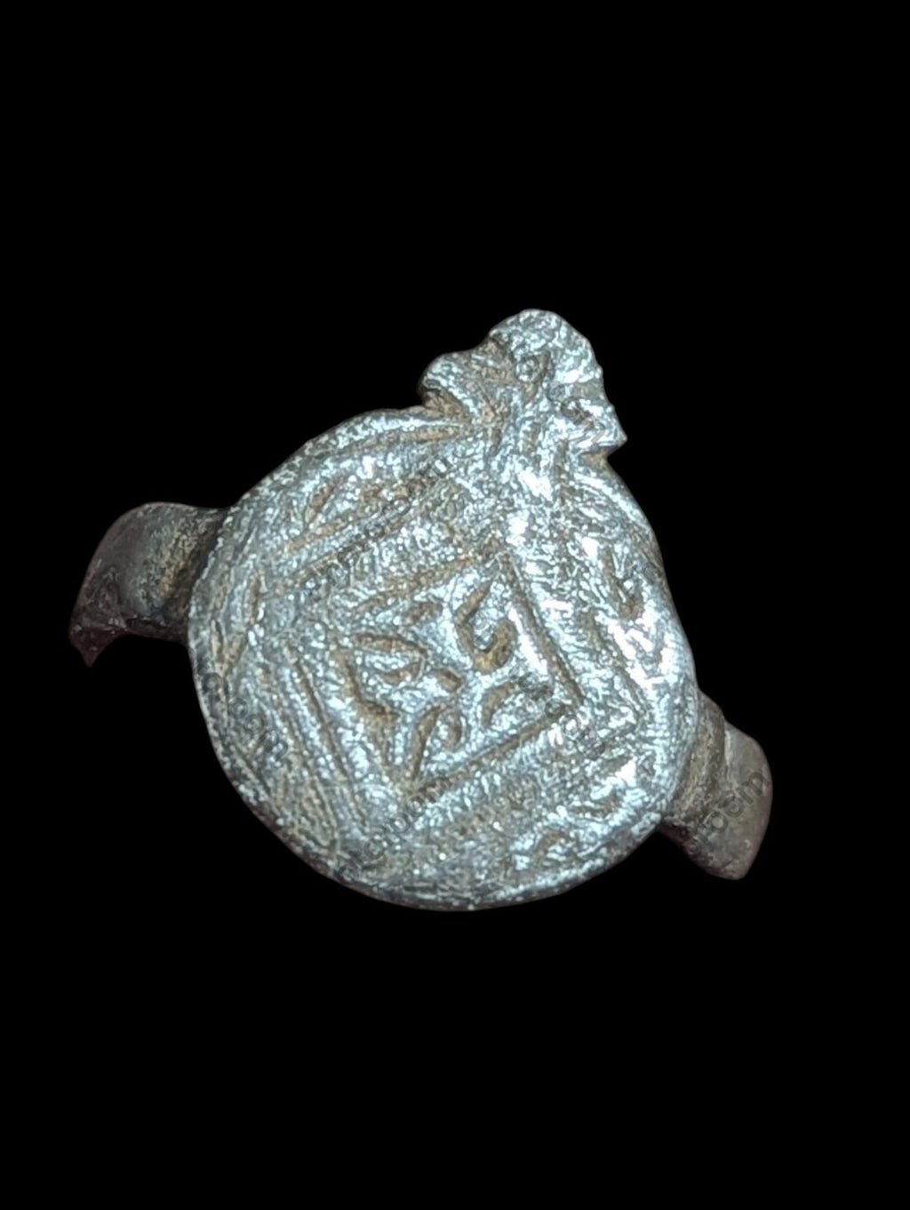 Ancient Greek / Roman / Byzantine Silver ring with ornament Circa 100 BC To 1 AD