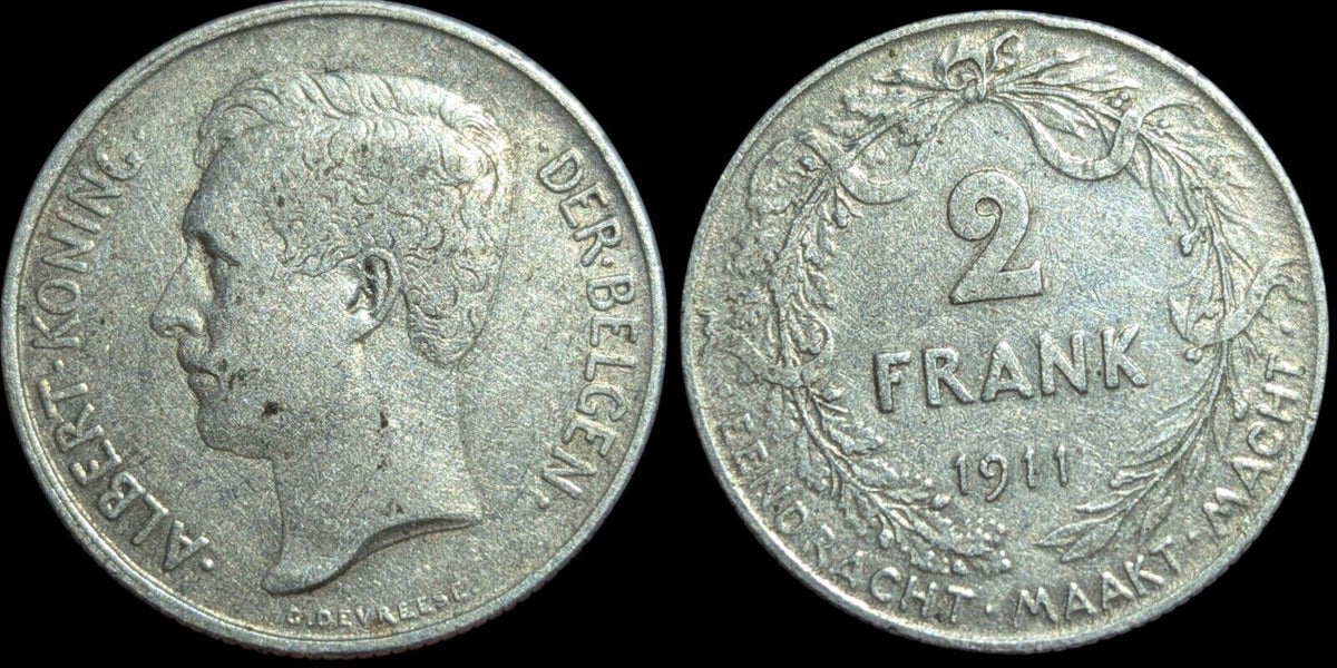 BELGIQUE 2 Francs Albert I légende flamande 1911