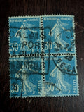 France Stamp #173 - 30c Sower Mint Used Port Cancel Block Of 4