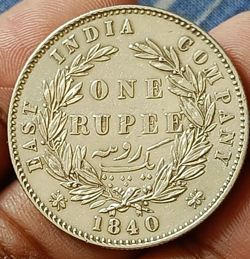 #VO9#EAST INDIA COMPANY 1840 VICTORIA SILVER RUPEE W.W. 28 berry  INDIAN HEAD