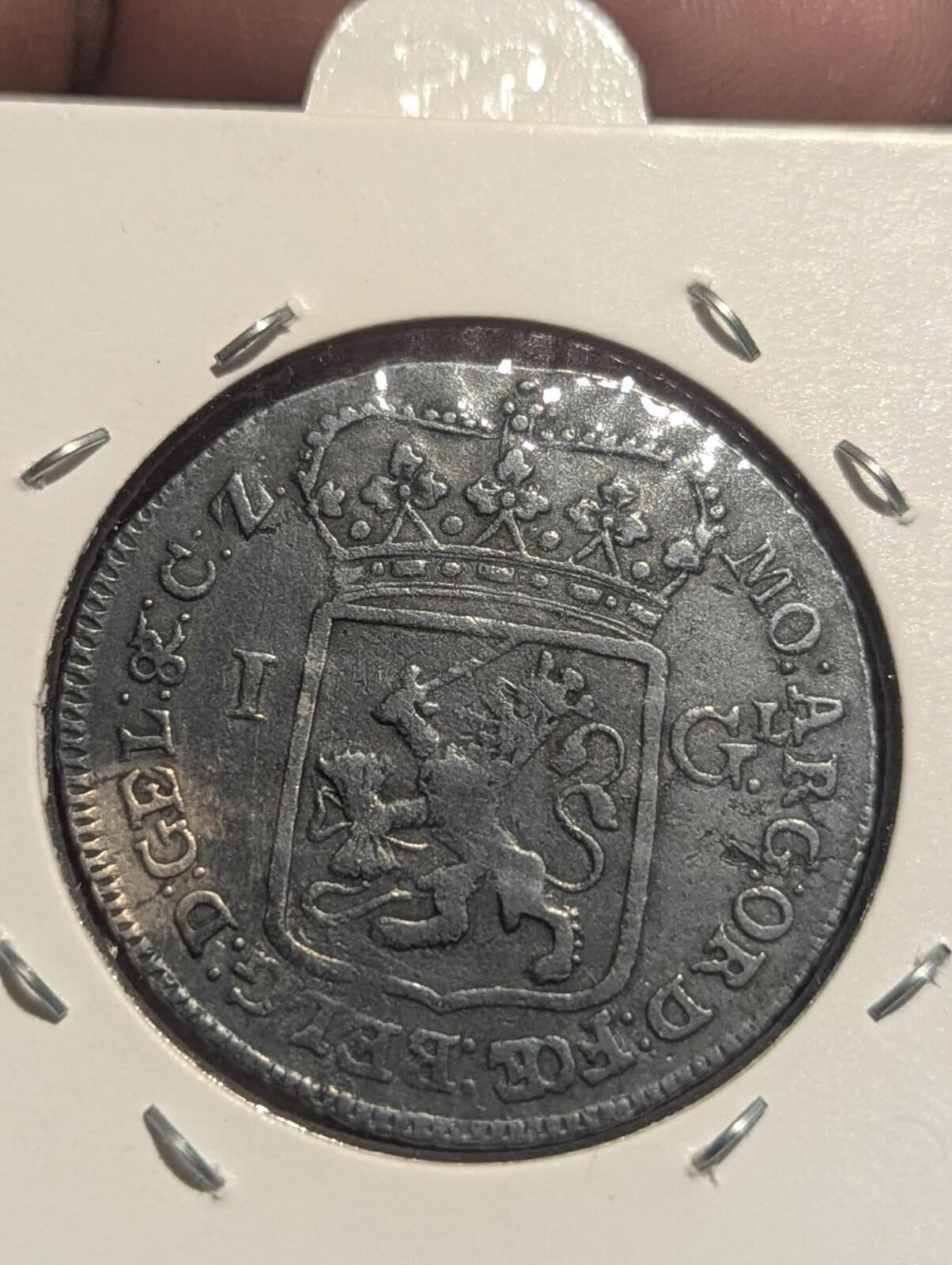 1795 Netherlands Gulden Batavian Gelderland Silver Coin Circulated Dutch