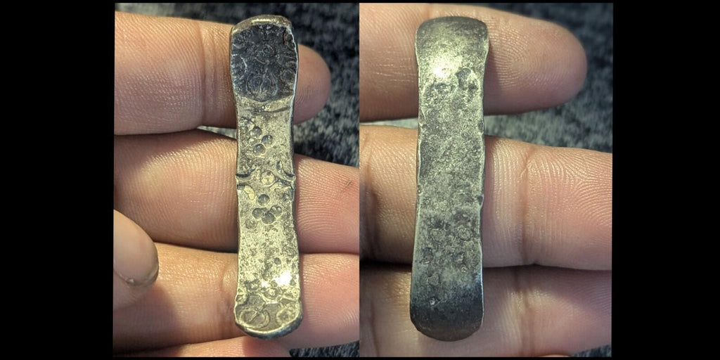 ⭐INDIA⭐. Ancient GANDHARA JANAPADA Authentic OLD 600 B.C Silver Coin Bent Bar
