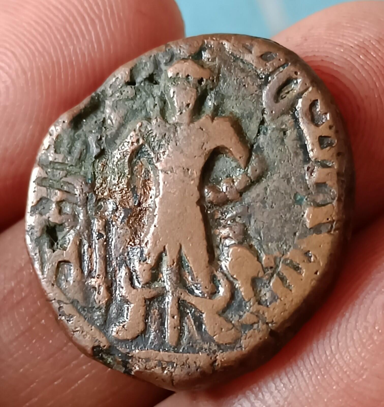 #X12# Punjab tribals Yodheya dynasty 400AD Bronge Ancient coin india very rare