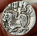 #PD15#Indian Indus valley Area Samanta Deva (850 AD) silver HORSE & BULL coin.