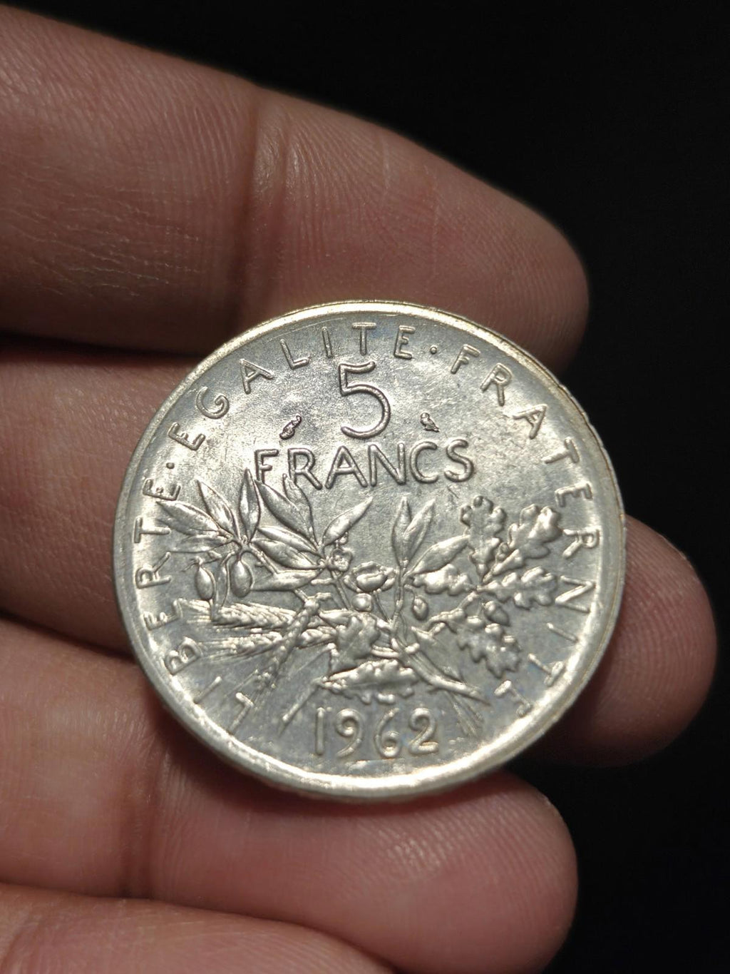 1962 FRANCE Grande pièce française de 5 Francs en argent avec La Semeuse13#