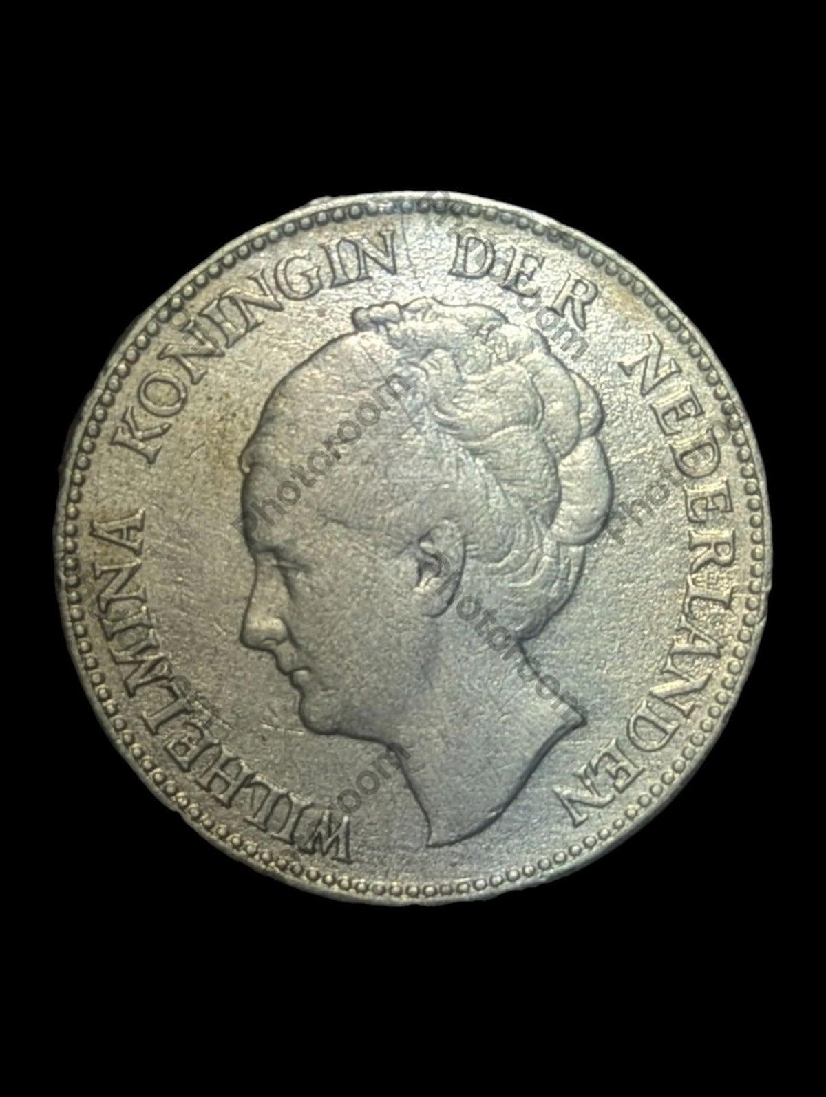 1928 Pays-Bas Royaume avec Reine WILHELMINA Pièce de 1 Gulden en Argent VINTAGE