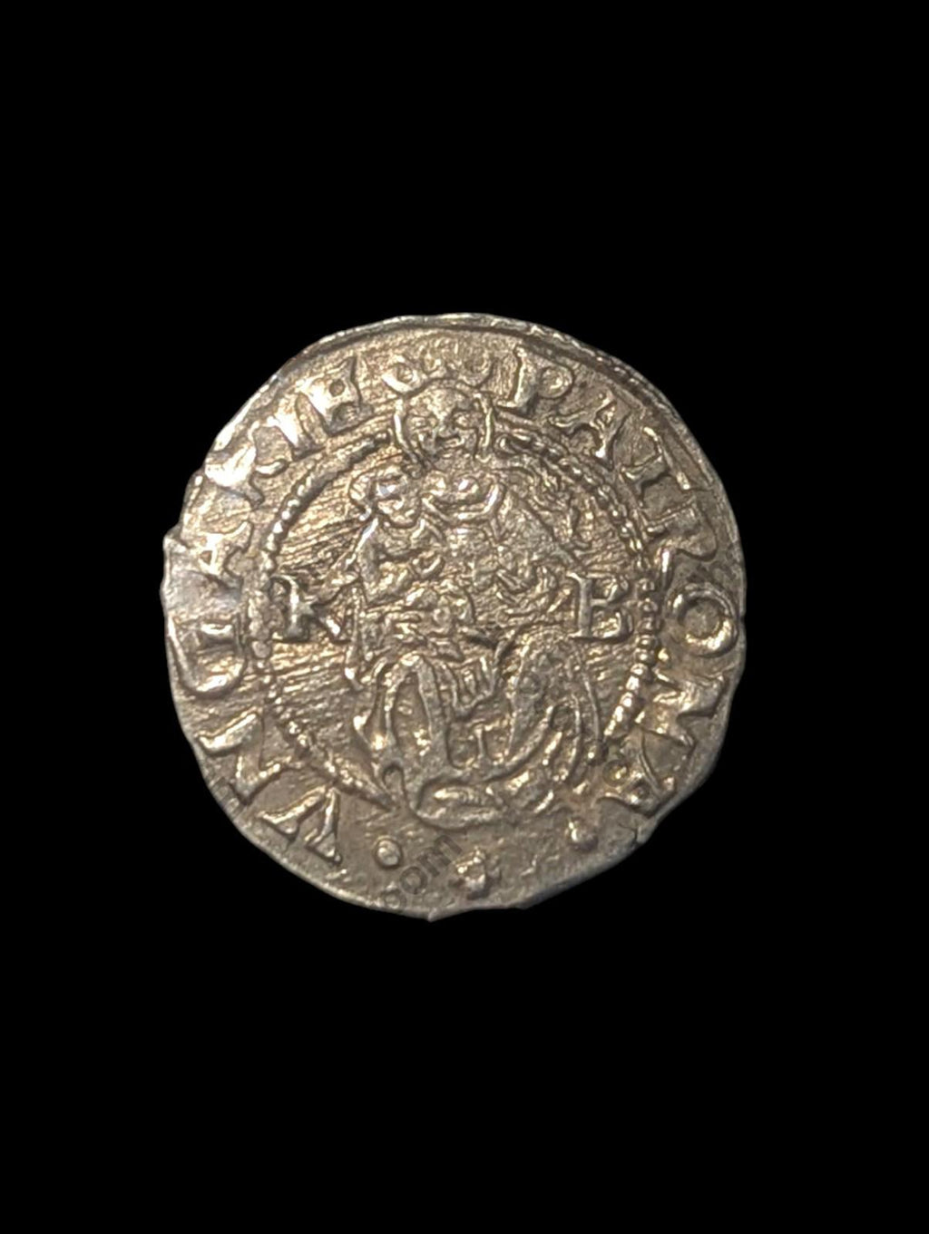 1553年匈牙利费迪南国王圣母子古董老银第纳尔硬币