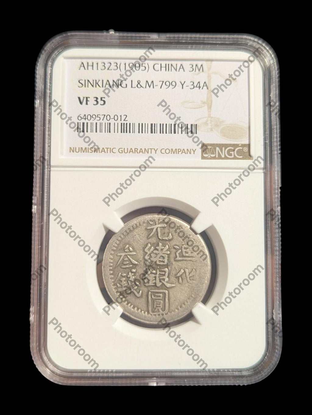 Chine 3 Mithqal AH1323 (1905) Guangxu / Urumqi SAN Sinkiang PCGS VF35