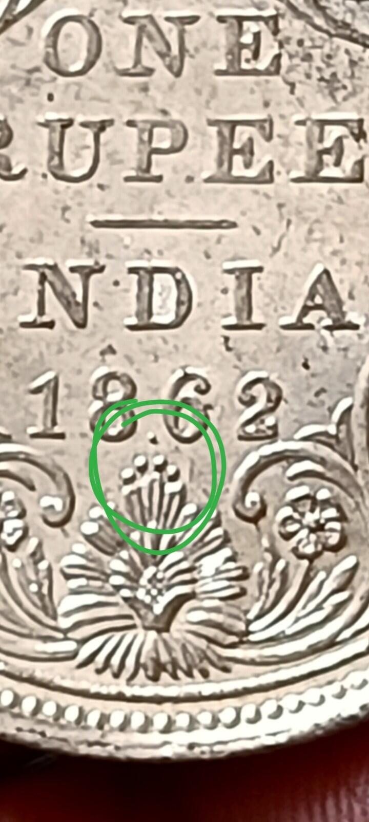 #Vo61#Victoria-British India Silver Rupee-1862-1/4 Dot Bombay briliant UNC Grade