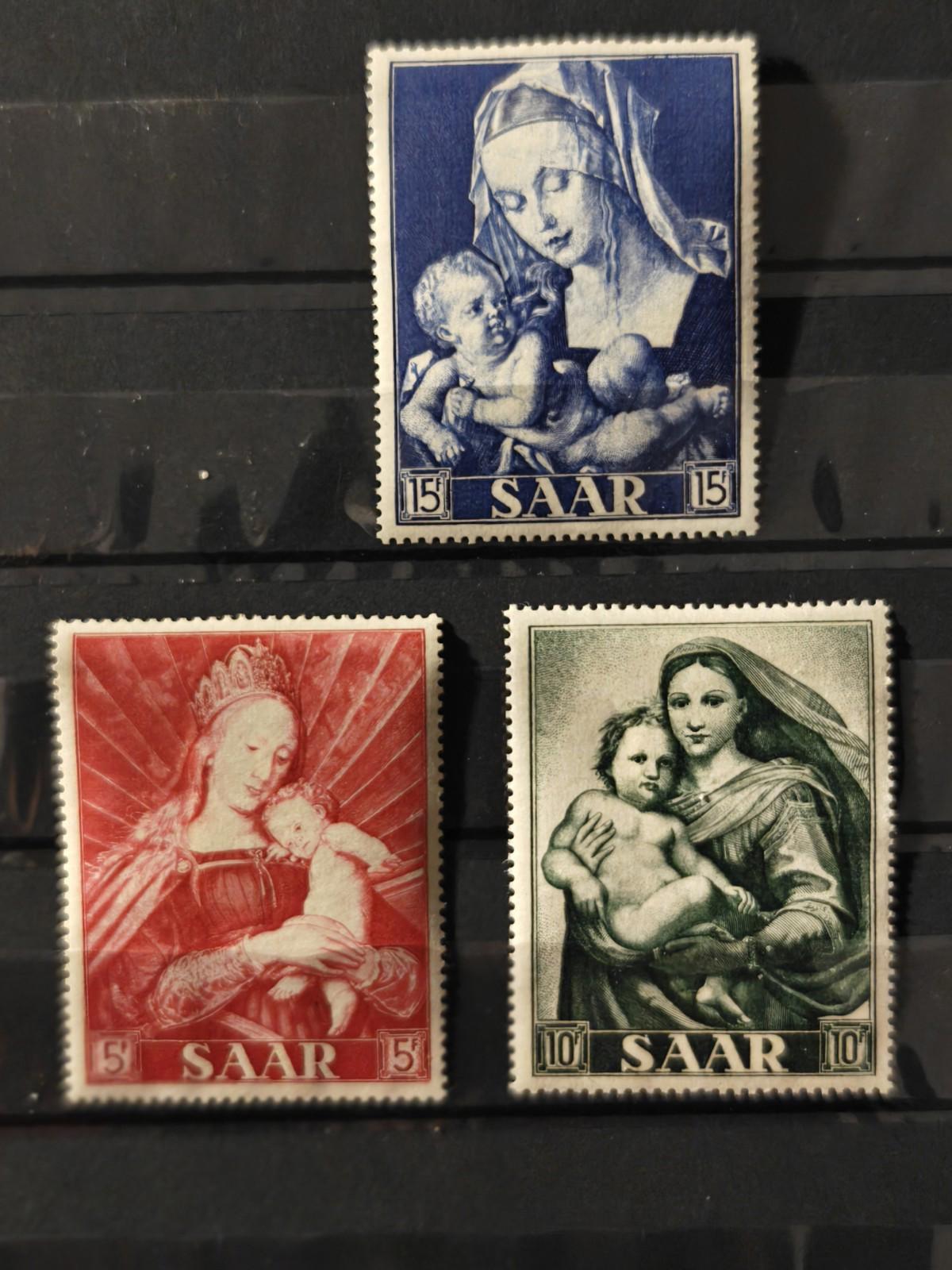 Saar Stamp 250-252  - Madonna & Child paintings MNH