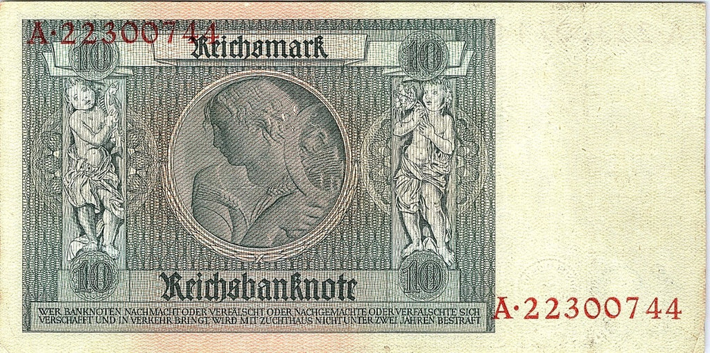 1929 Germany 10 Mark About Uncirculated Condition