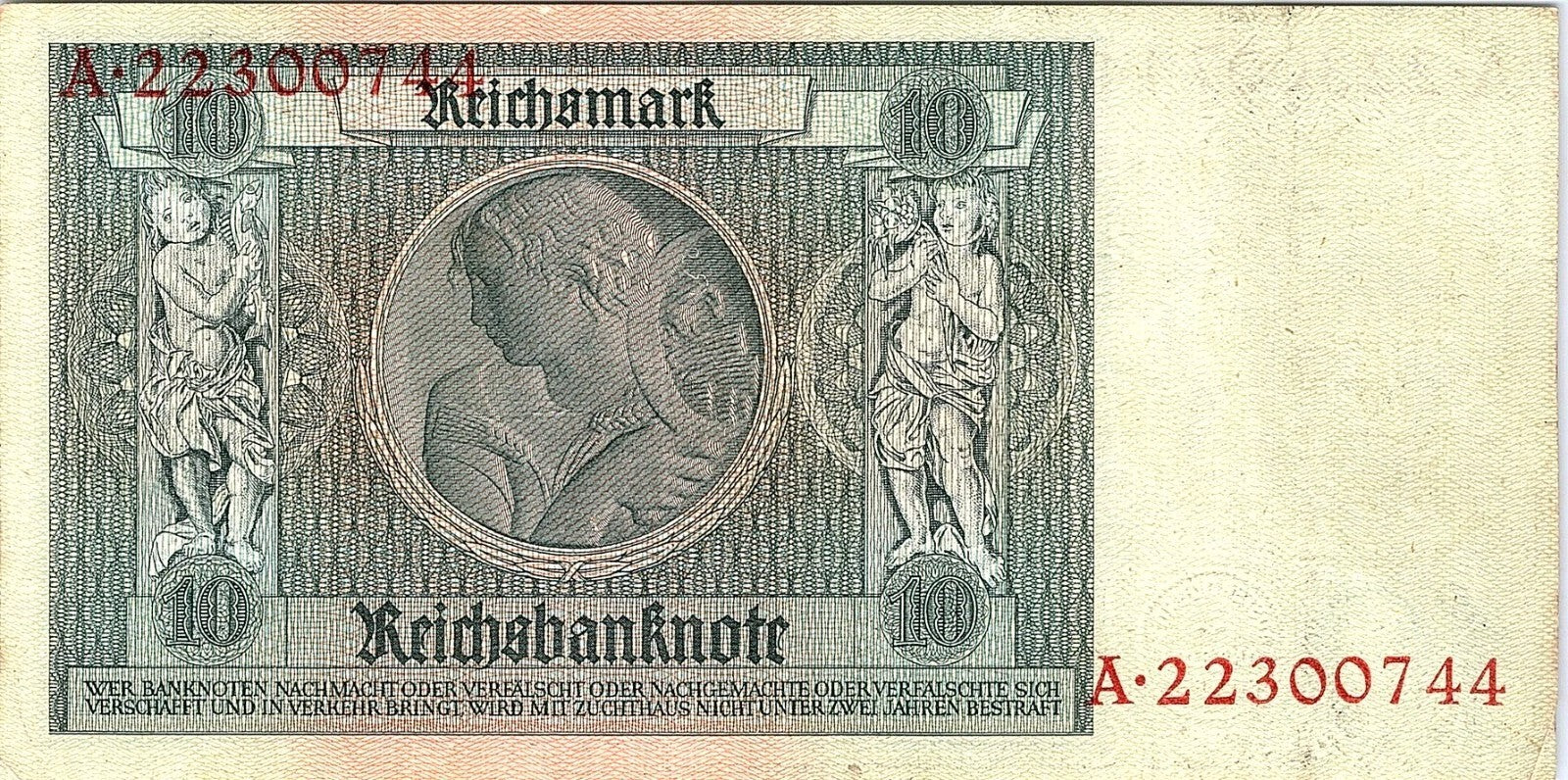 1929 Germany 10 Mark About Uncirculated Condition