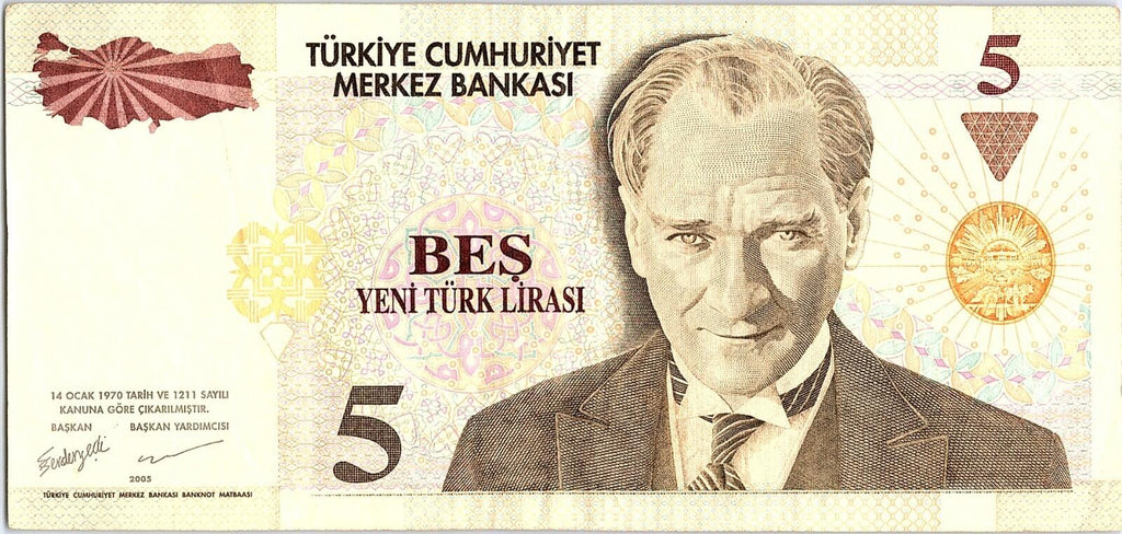 Turkey, 5 YTL (Lira), ND (2005-2010), P-217, Banknote Better Grade