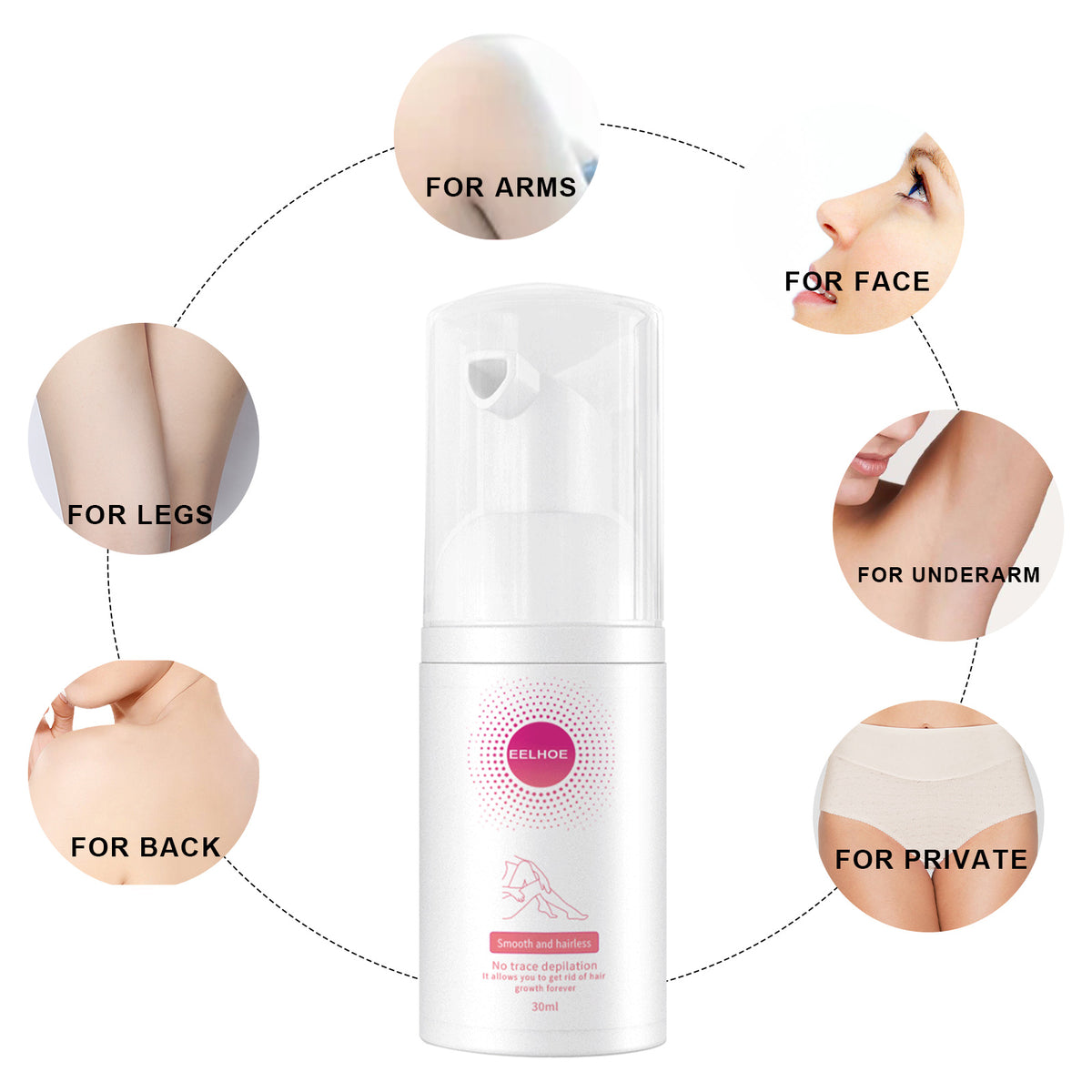 EELHOE Honey Mousse Hair Removal Spray, Full Body Hair Removal Armpit Hair Leg Hair Foam Mild Skin Friendly Does Not Stimulate