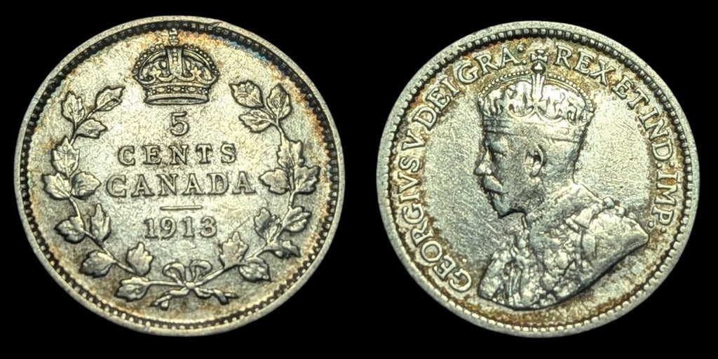 Canada 1913 - 5 Cents, Wow Grade - George V .925 Silver KM#22