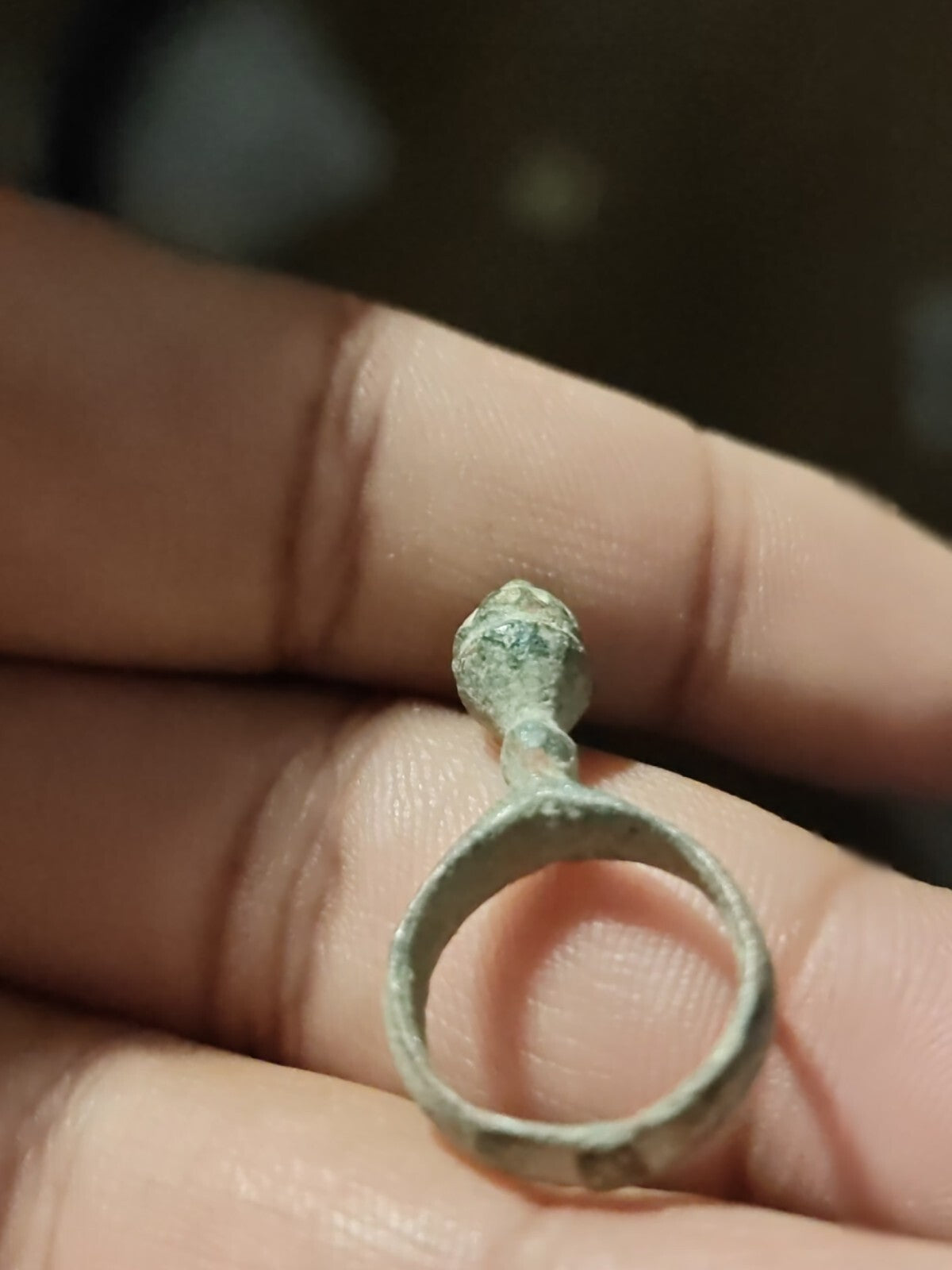 Ancient Bronze Ring GENUINE Roman Byzantine Ornamented Collectible Dark Patina