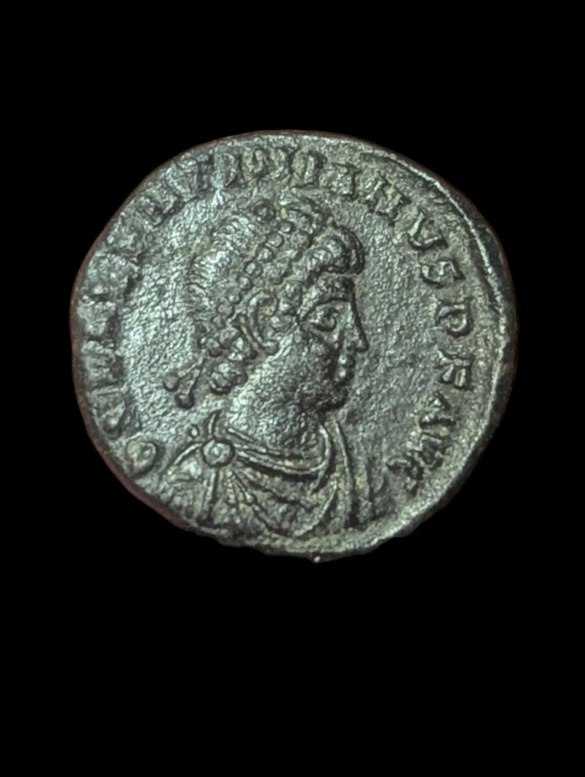 VALENTINIEN II 378 AD Monnaie romaine antique originale ROME tenant un globe, une lance