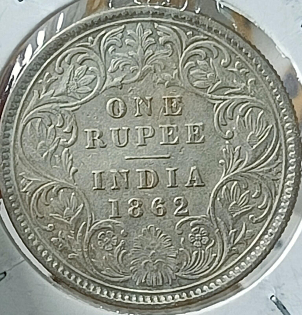 #VD4#Victoria British India silver Rupee 1862 No dot Calcutta mint  Top grade