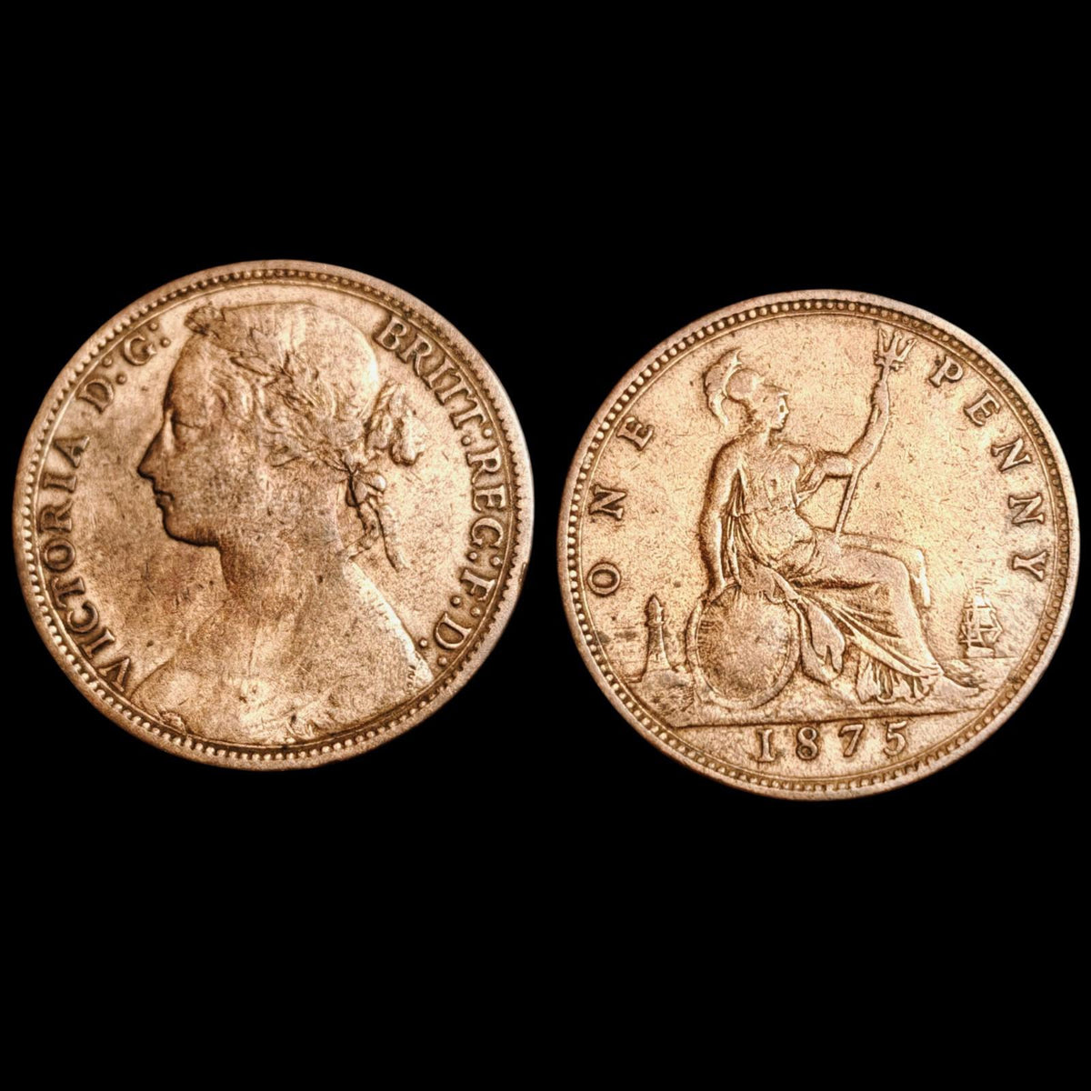 大不列颠 1875年 1便士 1d GB Wow评级
