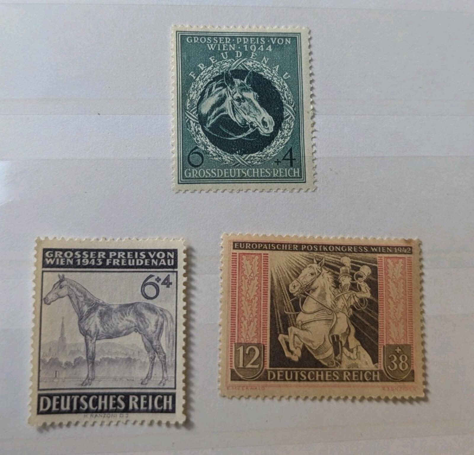 1942, 1943,  1944 Germany WWII Race Horses MNH