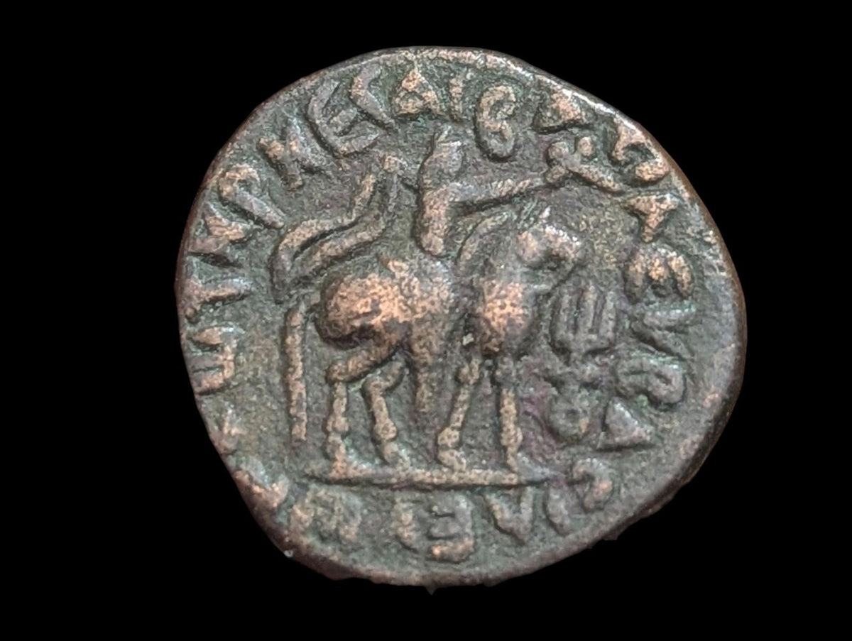 Tétradrachme du Kushan Soter Megas indien, bronze de HAUTE qualité, 20 mm