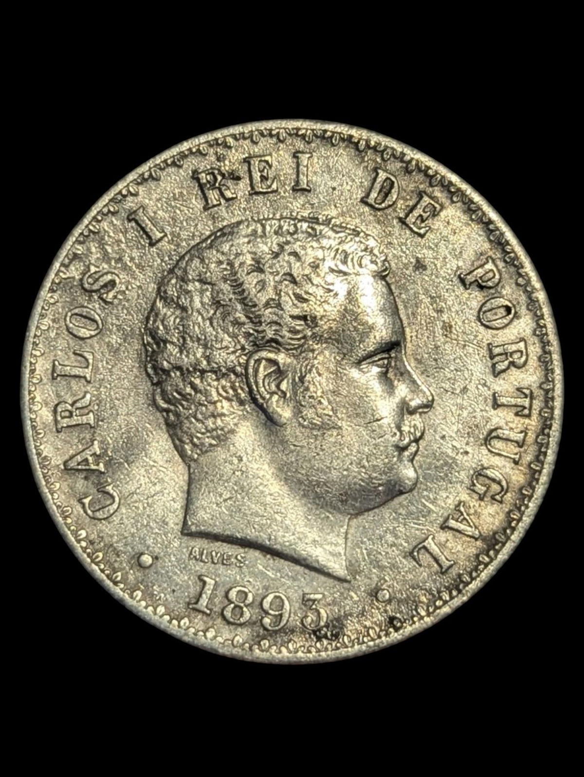 Portugal - 500 Reis 1893 Carlos I, Argent - *RARE*