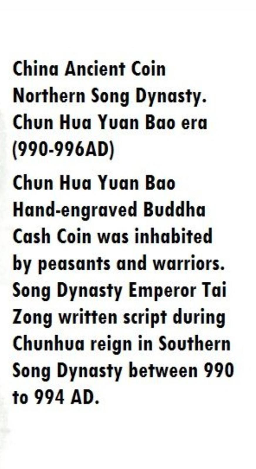 960 AD CHINE Dynastie des Song du Nord Jetons monétaires bouddhistes Chun Hua Yuan Bao