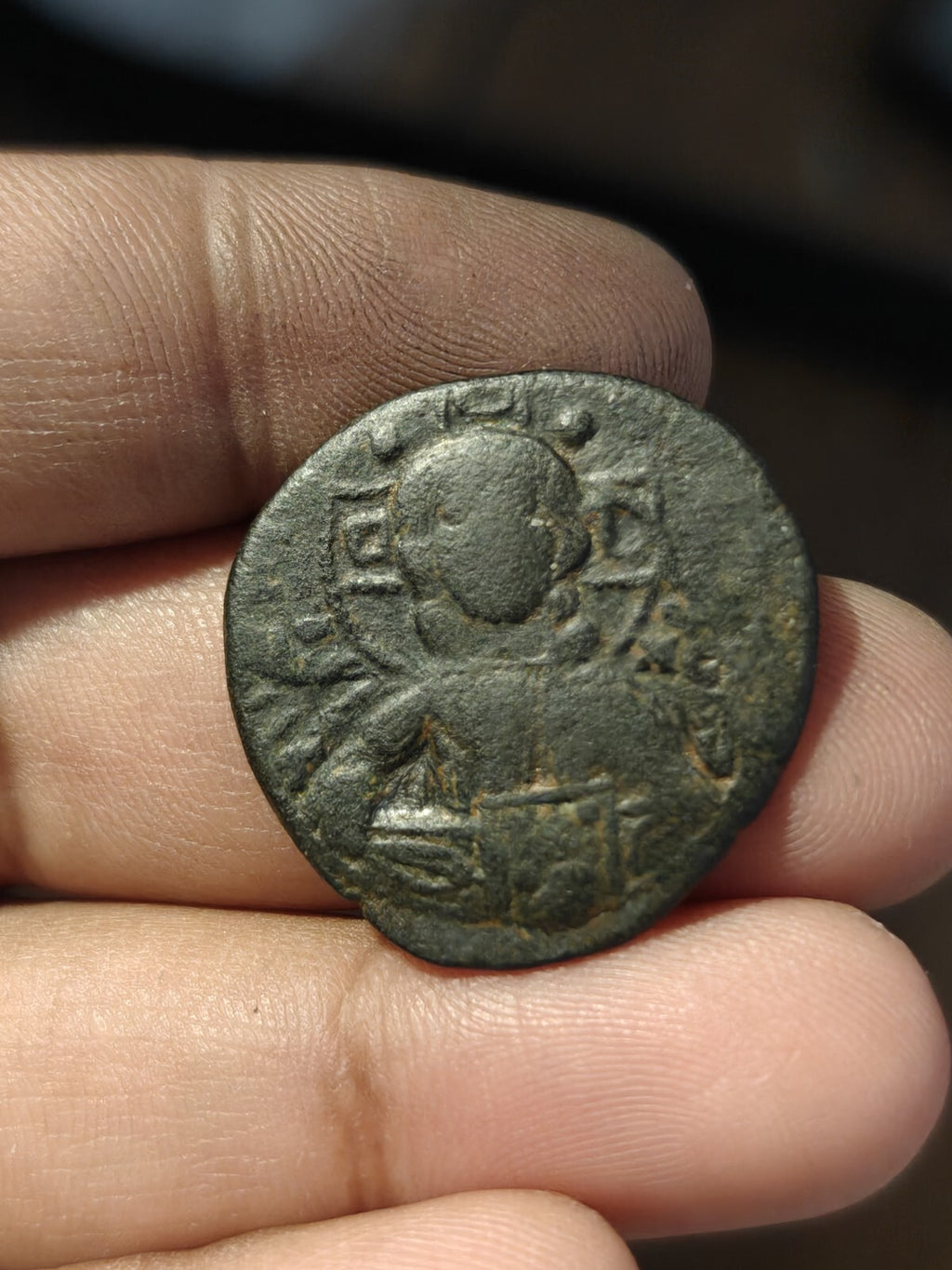 Coin of the Holy Land  Byzantine Romanus III Image of Christ Follis, ca 1028 AD&