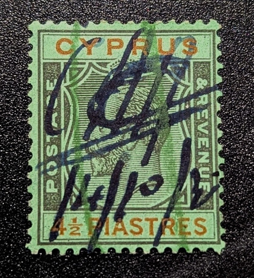 Cyprus Sc#102 Written Cancel on Piece 1924 George V
