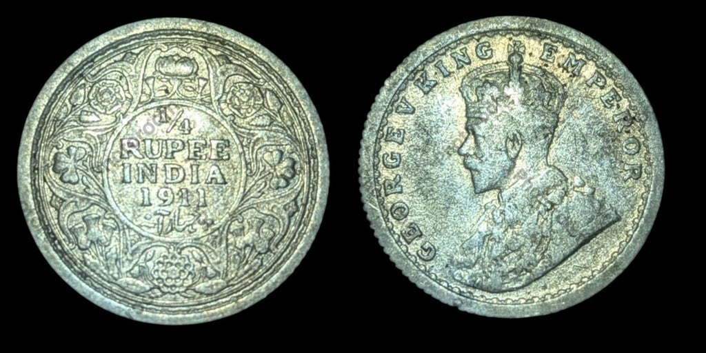 Indes britanniques 1911-C 1/4 roupie "Cochon" Date clé rare