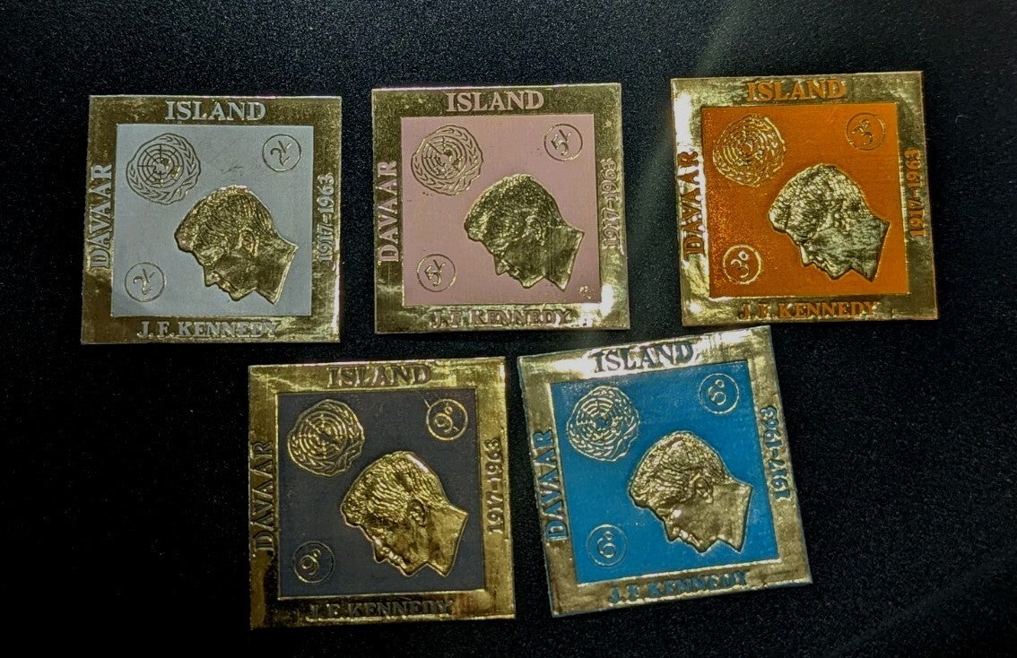 KENNEDY 1964 - Davaar Island JOHN F. KENNEDY Full Set Memorial Gold Foil set MNH