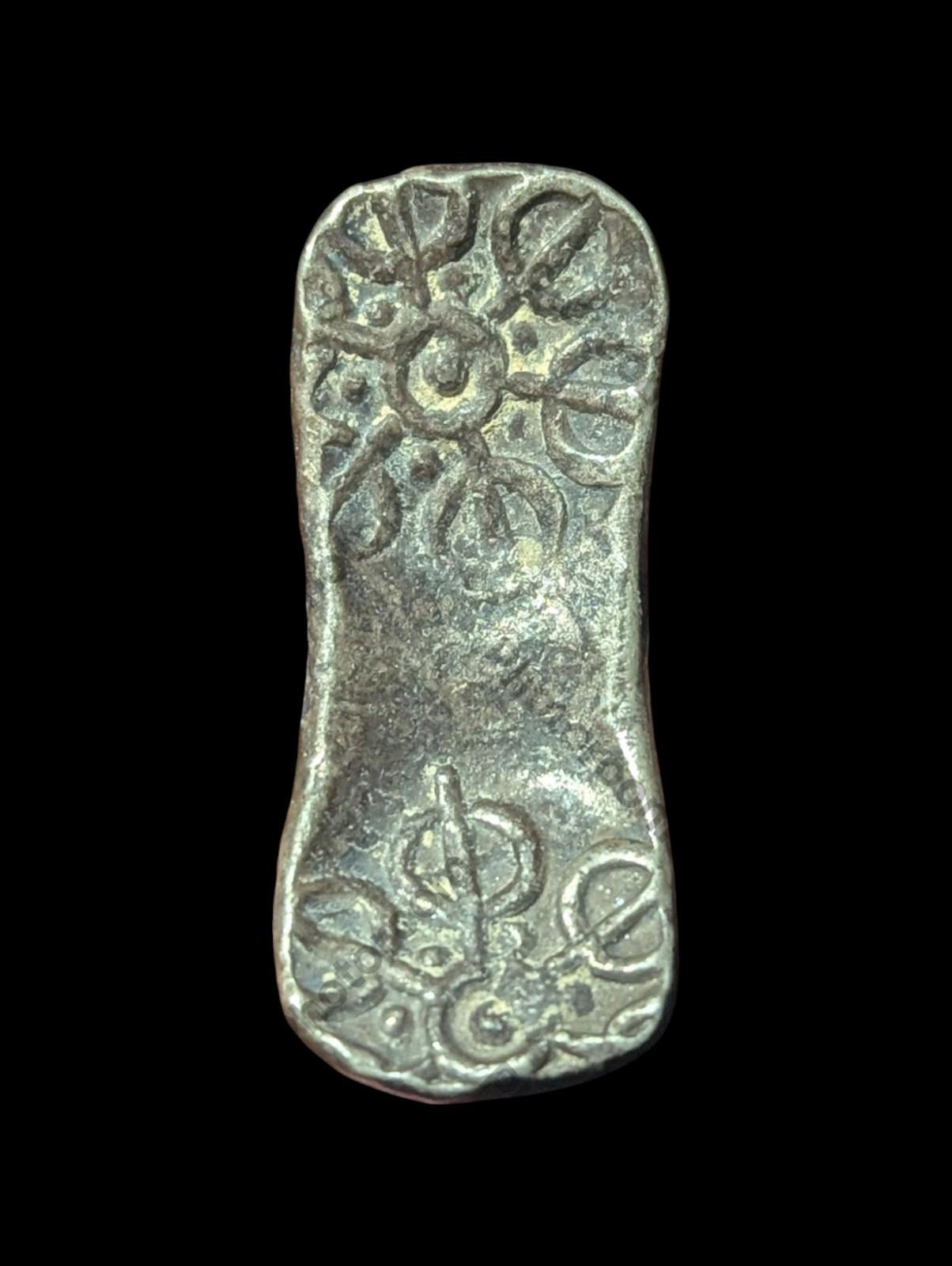 ⭐INDIA⭐. Ancient GANDHARA JANAPADA Authentic OLD 600 B.C Silver Coin Bent Bar.