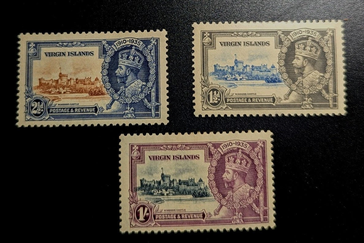 Virgin Islands Stamp Scott #70, 71, 72, Silver Jubilee, Set of 3, MLH, SCV$23.50