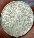 #E2#Victoria-British India Silver Rupee-1880-Bombay Mint Nice grade one dot